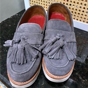Lightly used gray suede loafers. UK size 5 1/2.